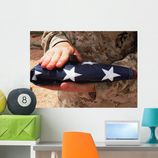 Soldier Holds United States Wall Decal