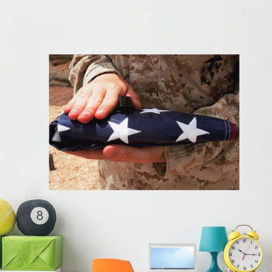 Soldier Holds United States Wall Decal