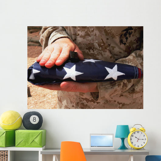 Soldier Holds United States Wall Decal