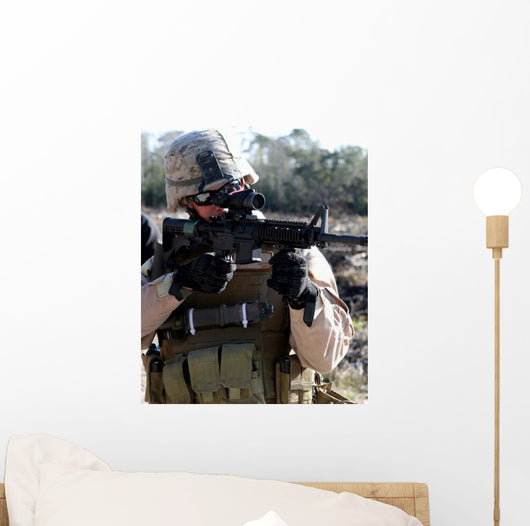 Soldier Looks through Scope Wall Decal