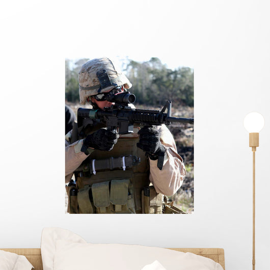 Soldier Looks through Scope Wall Decal