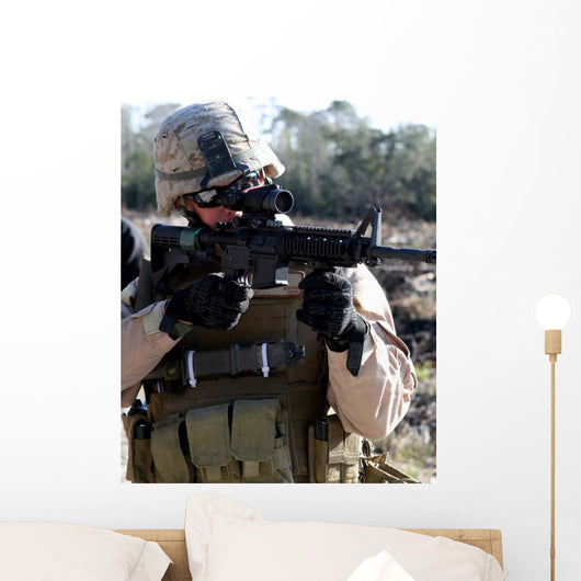 Soldier Looks through Scope Wall Decal