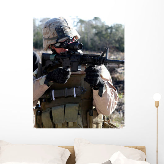 Soldier Looks through Scope Wall Decal