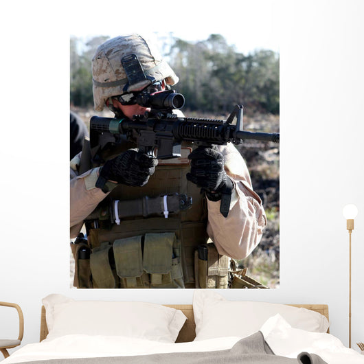 Soldier Looks through Scope Wall Decal