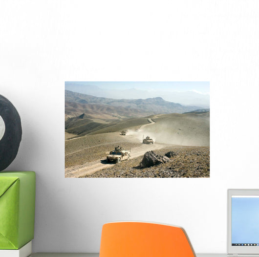 Humvees Traverse Rugged Mountain Wall Decal