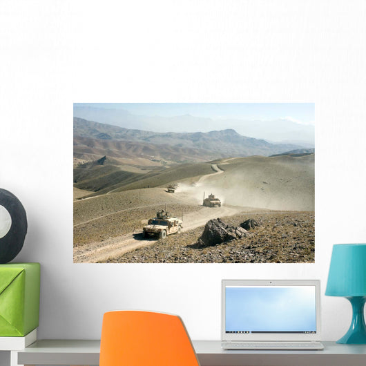 Humvees Traverse Rugged Mountain Wall Decal