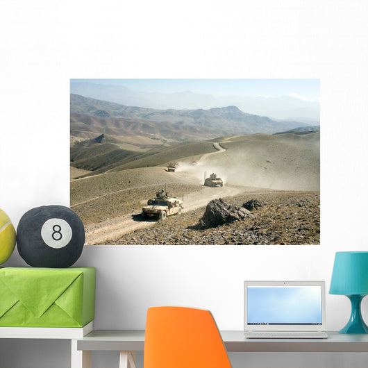 Humvees Traverse Rugged Mountain Wall Decal