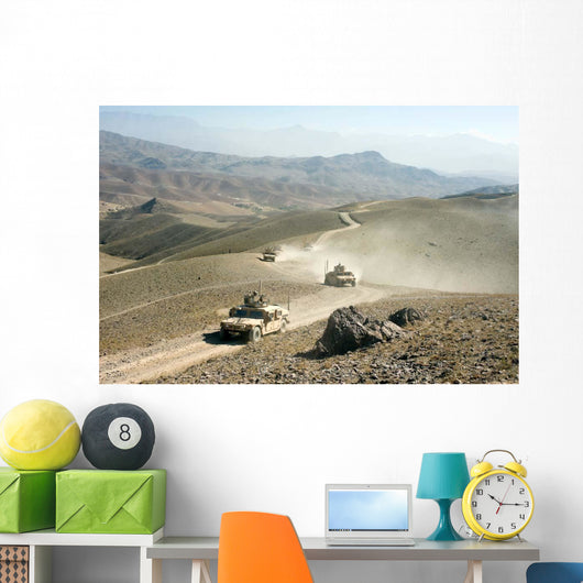 Humvees Traverse Rugged Mountain Wall Decal