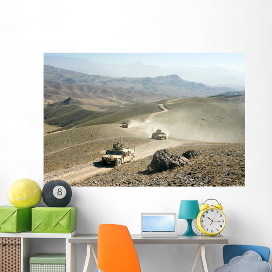 Humvees Traverse Rugged Mountain Wall Decal