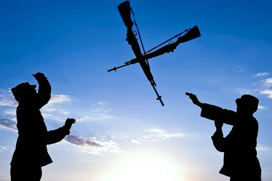 Soldiers Practice Over-the-head Rifle Wall Decal