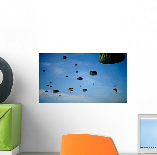 Soldiers Descend under Parachute Wall Decal