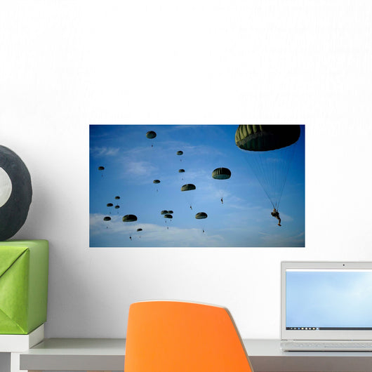 Soldiers Descend under Parachute Wall Decal