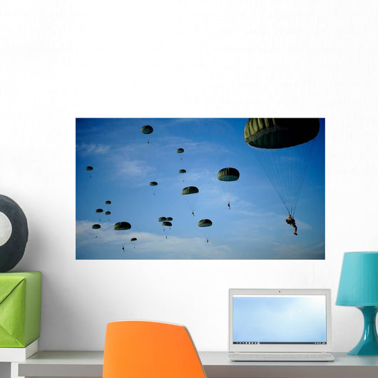 Soldiers Descend under Parachute Wall Decal