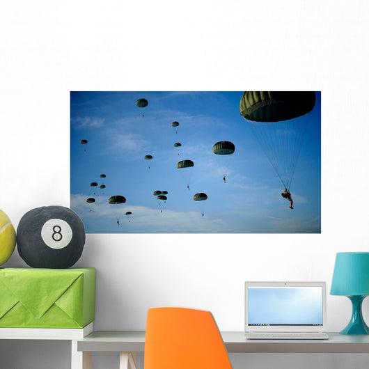 Soldiers Descend under Parachute Wall Decal