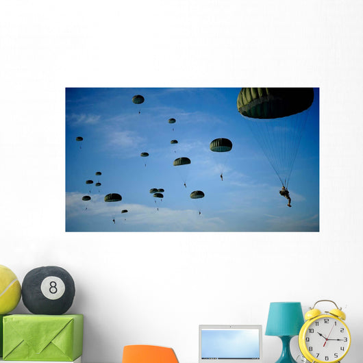 Soldiers Descend under Parachute Wall Decal