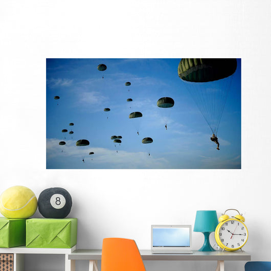 Soldiers Descend under Parachute Wall Decal