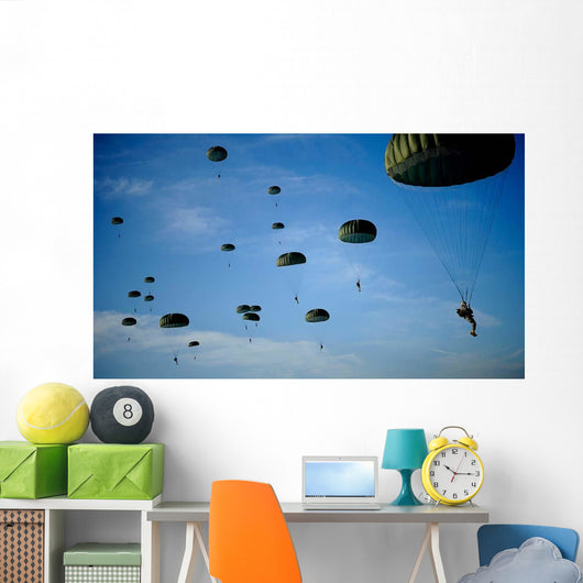 Soldiers Descend under Parachute Wall Decal