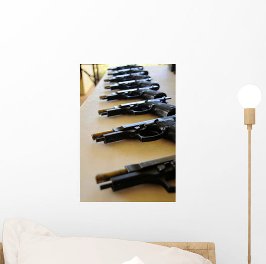 Handguns Lined up Table Wall Decal
