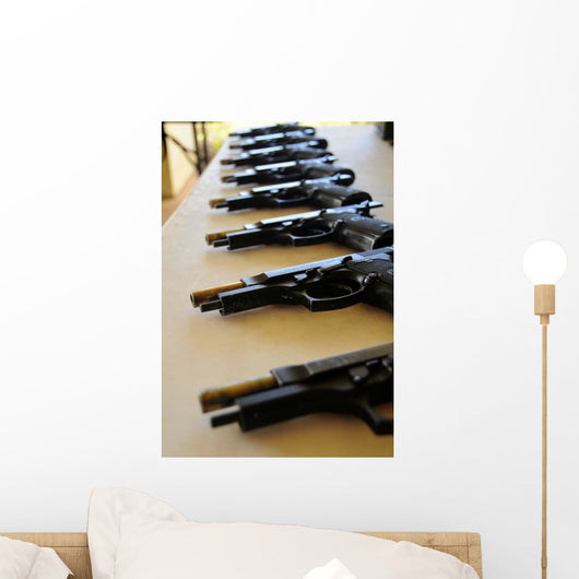 Handguns Lined up Table Wall Decal