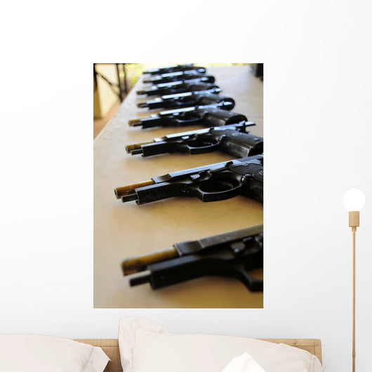 Handguns Lined up Table Wall Decal