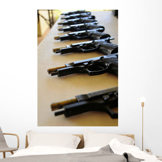 Handguns Lined up Table Wall Decal