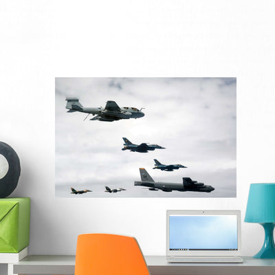 B-52 Stratofortress Leads Formation Wall Decal Design 1 shown on a wall