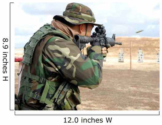 Soldier Fires Rounds down Wall Decal