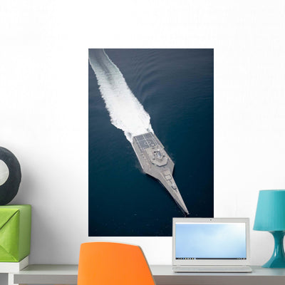 Aerial Littoral Combat Ship Wall Decal shown on a wall