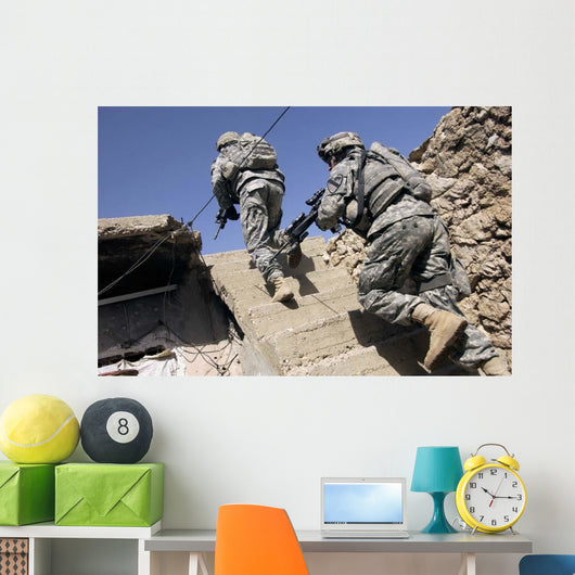 Soldiers Running up Staircase Wall Decal