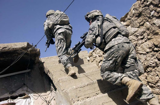Soldiers Running up Staircase Wall Decal