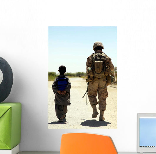 Rear Us Marine Walking Wall Decal