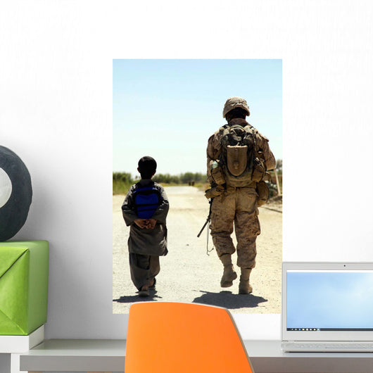 Rear Us Marine Walking Wall Decal