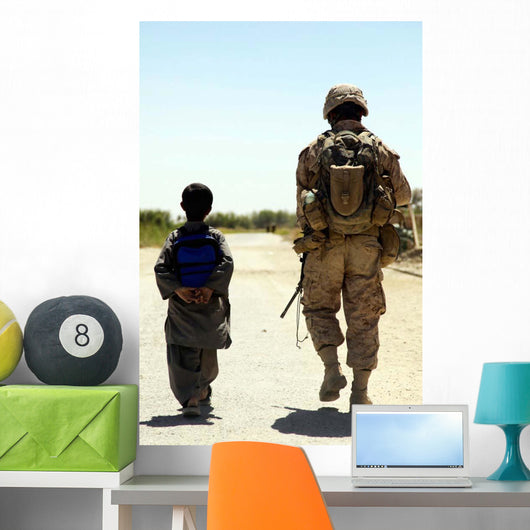 Rear Us Marine Walking Wall Decal
