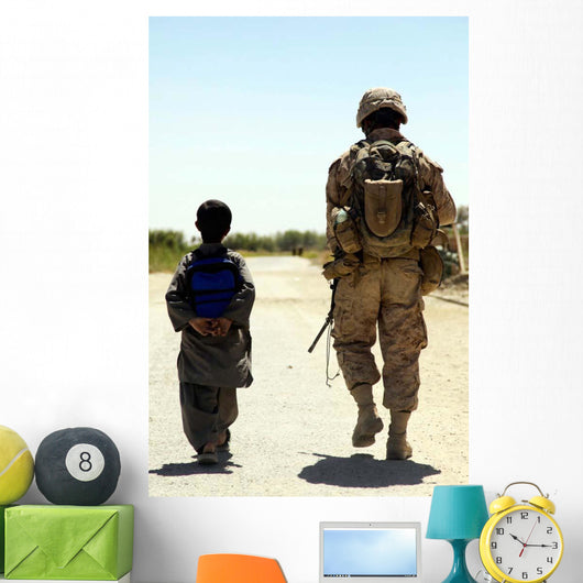 Rear Us Marine Walking Wall Decal