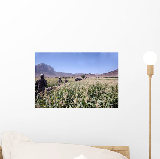 Soldiers Walking through Wheat Wall Decal