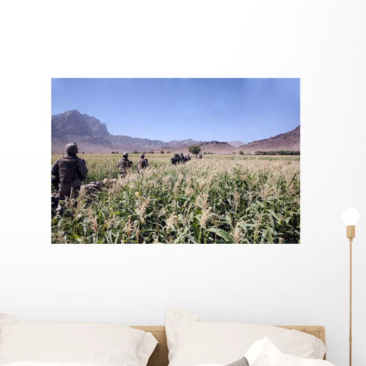 Soldiers Walking through Wheat Wall Decal