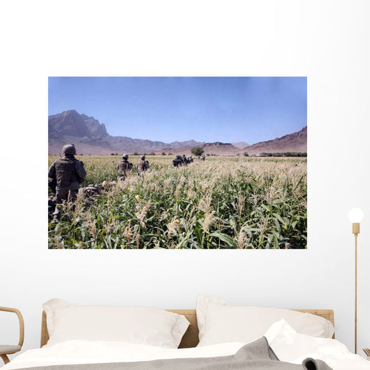 Soldiers Walking through Wheat Wall Decal