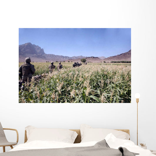 Soldiers Walking through Wheat Wall Decal