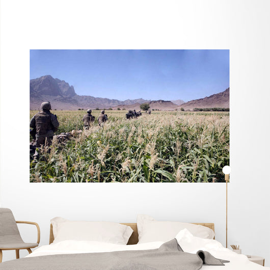 Soldiers Walking through Wheat Wall Decal