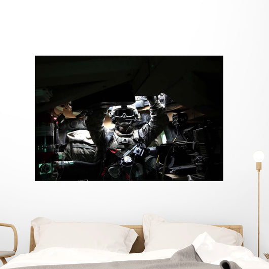 Us Army Specialist Adjusts Wall Decal
