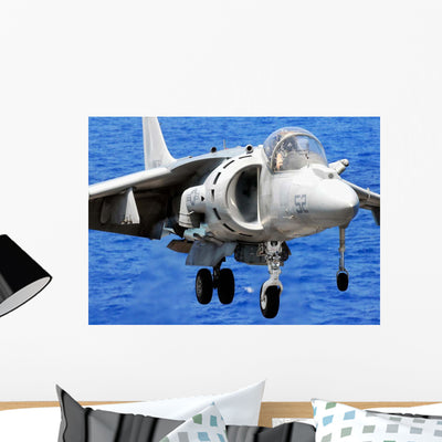 Av-8b Harrier Jet Lands Wall Decal shown on a wall