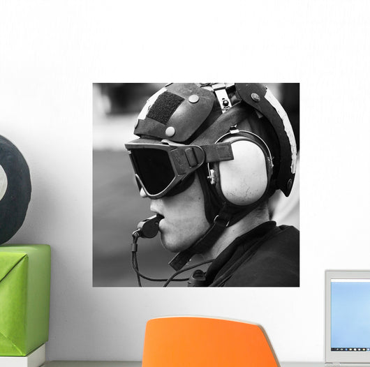 Sailor Supervises Flight Operations Wall Decal