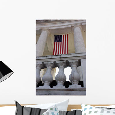 American Flags Hang Amphitheatre Wall Decal shown on a wall