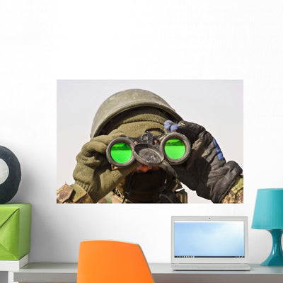 Afghan Soldier Scans Horizon Wall Decal shown on a wall