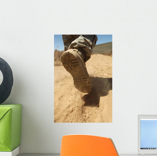 Us Soldier Walks along Wall Decal
