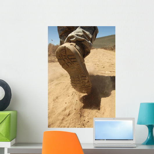 Us Soldier Walks along Wall Decal