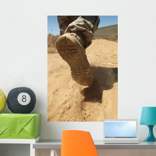 Us Soldier Walks along Wall Decal
