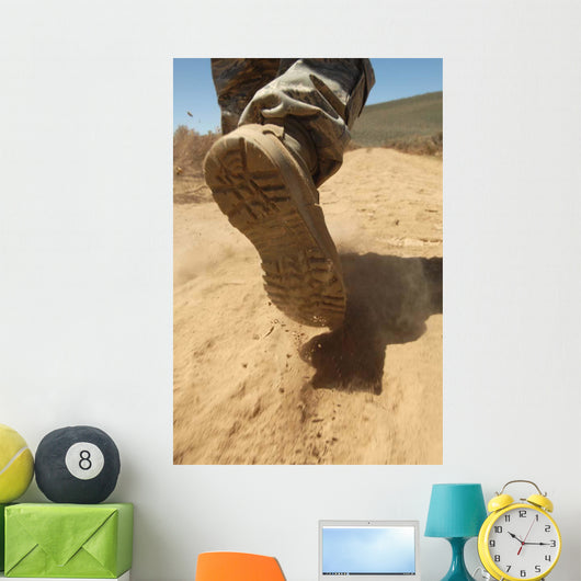 Us Soldier Walks along Wall Decal