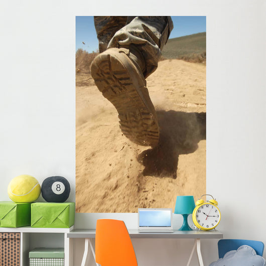 Us Soldier Walks along Wall Decal