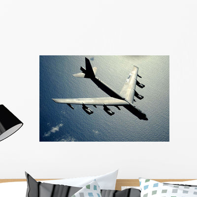 B-52 Stratofortress Flight over Wall Decal Design 2 shown on a wall